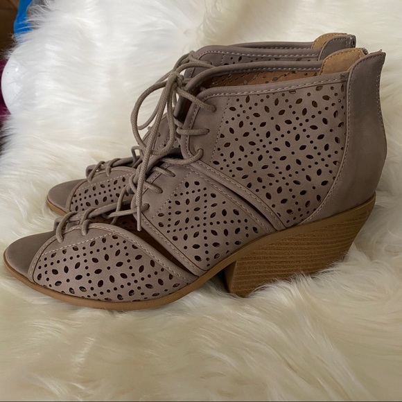 Taupe Cut Out Booties - Picture 1 of 5